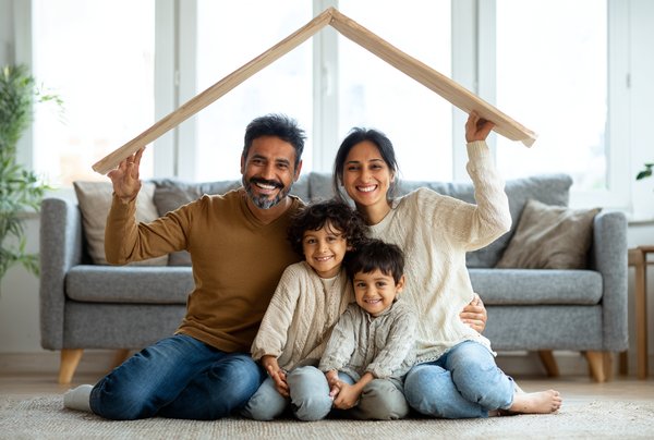 Family at their new home